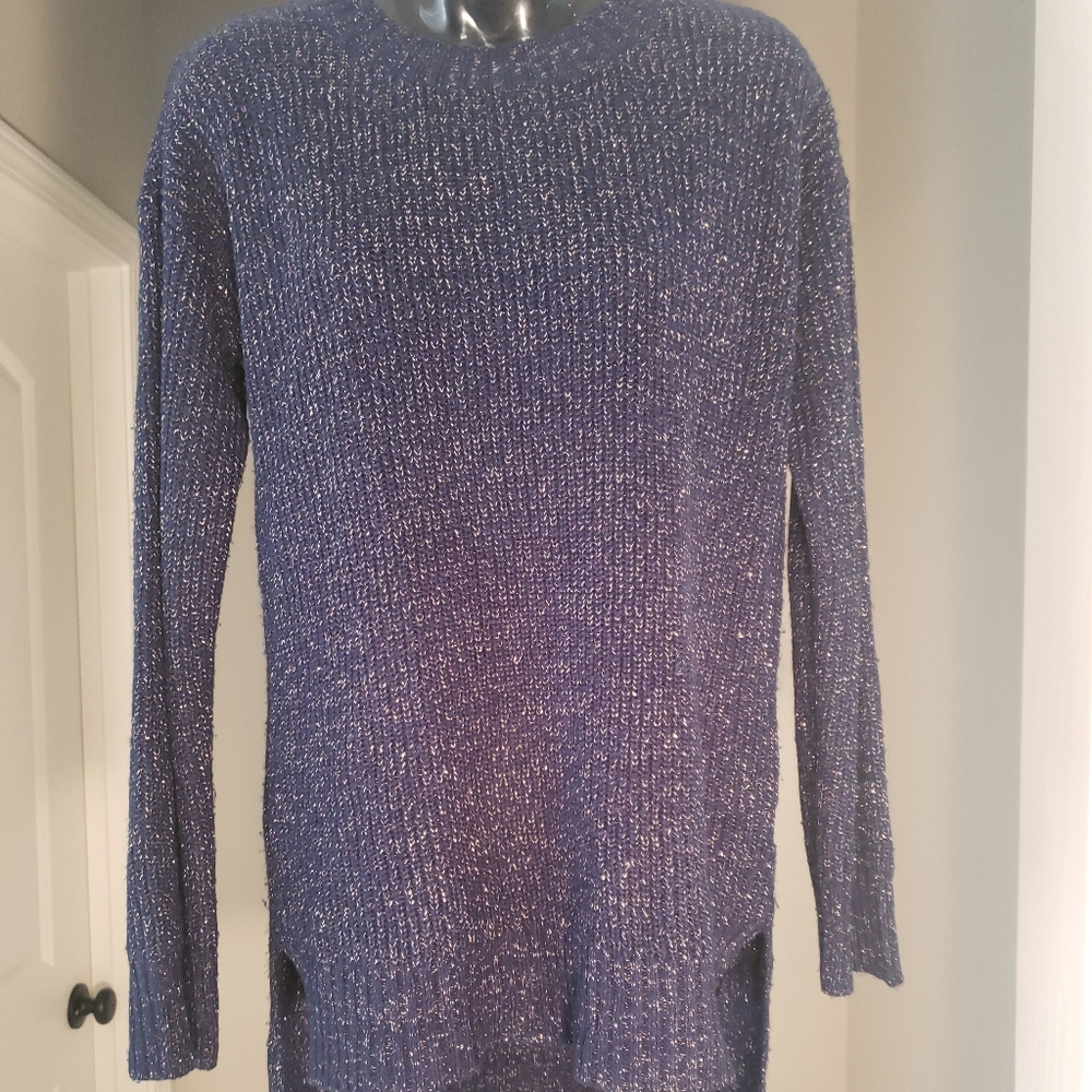 COPPER KEY Blue Gold sparkled Sweater Size Medium
